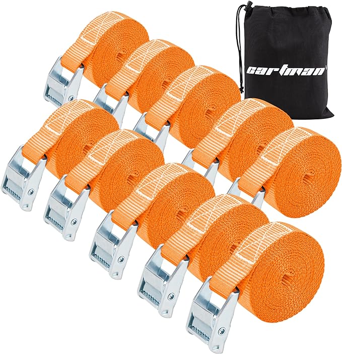 Cartman 1" x 12'Lashing Straps Cargo Tie-Down Strap Up to 600lbs, 10pk in Carry by CARTMAN