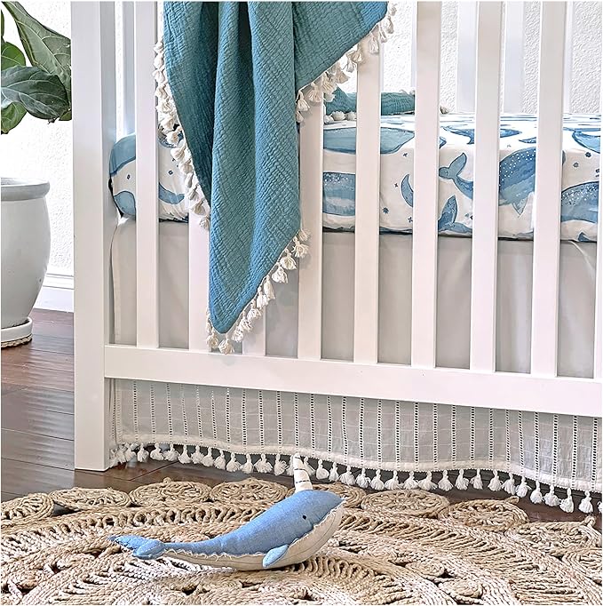 Crane Baby Ocean Crib Sheet, 100% Cotton Fitted Sheet, Crib Sheets - Image 3