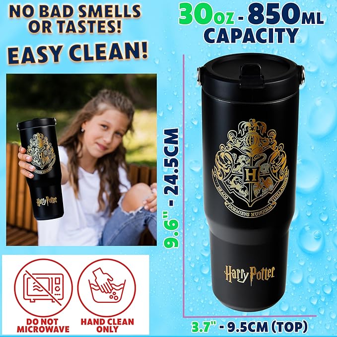 Get Trend Harry Potter Tumbler with Straw 30oz Kids Teens Insulated Cup with Lid Handle Travel Mug Cups with Lids for School Sports Gifts for Kids (Black Harry Potter) - Image 6