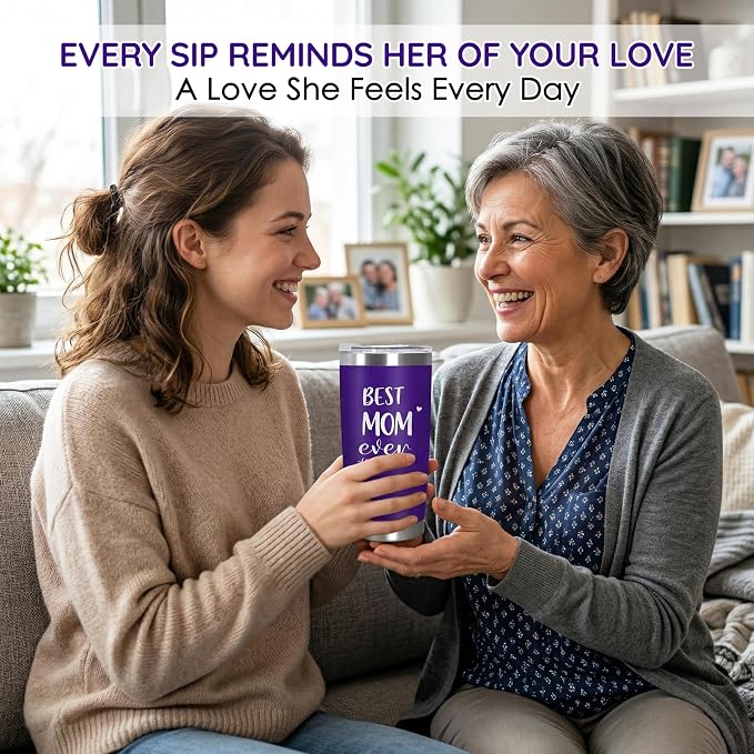 TEEZWONDER Mothers Day Gifts for Mom from Daughter Son - Best Mom Ever 20 oz Stainless Steel Insulated Coffee Tumbler with Lid - Birthday Gifts for Moms, Mama Gift for Mother in Law Stepmom - Image 7