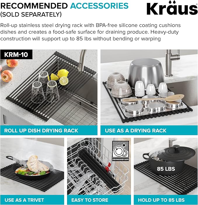 KRAUS Dex 21-inch Undermount 16 Gauge Stainless Steel Single Bowl Kitchen Sink - Image 10