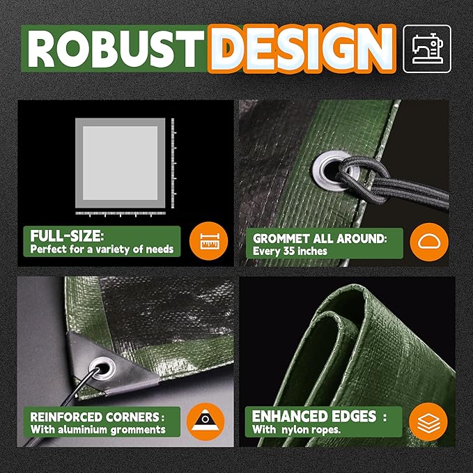 5x7 Feet Tarp Waterproof, Small Tarps, 9Mil Thick, Finished Size Tarps - Image 4