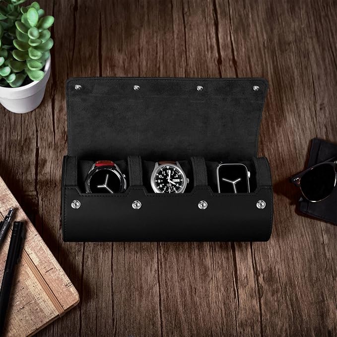 Barton Leather Watch Roll for 3 Watches | Convenient Organizer Case for Travel - Image 8