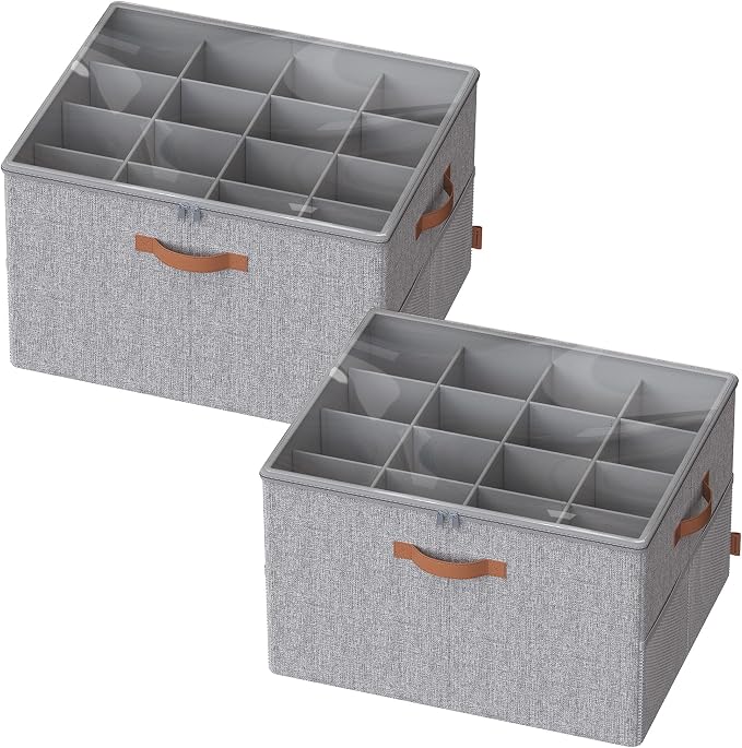 SONGMICS Shoe Organizers for Closet, Pack 2 Shoe Storage Bins, Fits 32 Pairs by SONGMICSbySONGMICSHOME