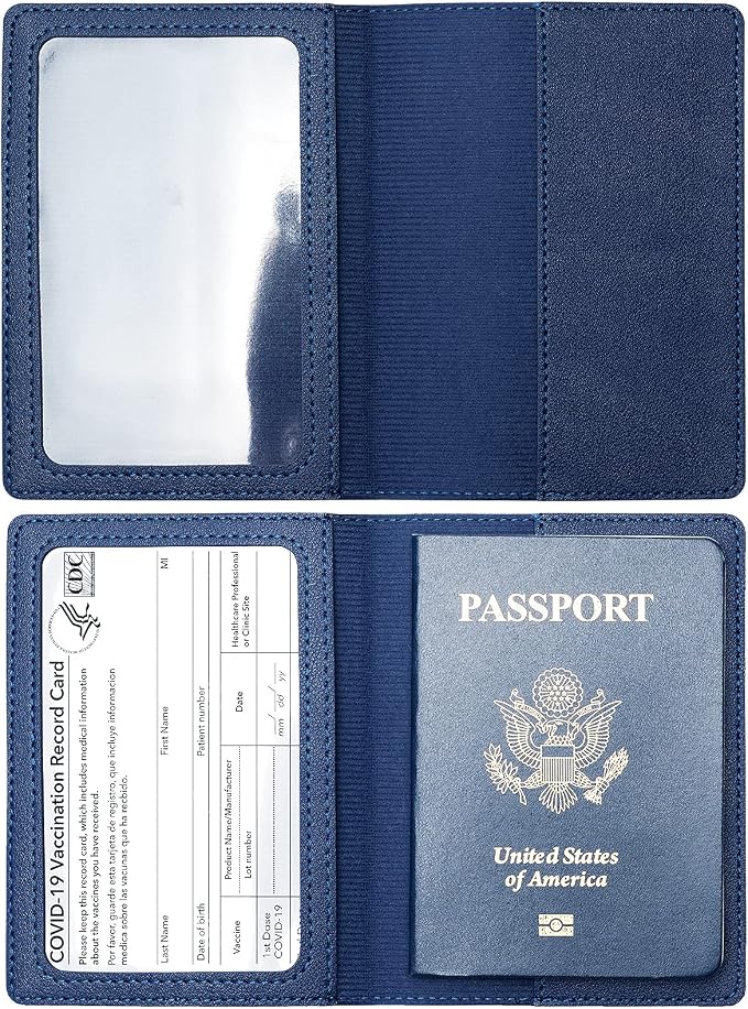 2 Pack Passport and Vaccine Card Holder PU Leather Passport Wallet Vaccine Case - Image 3