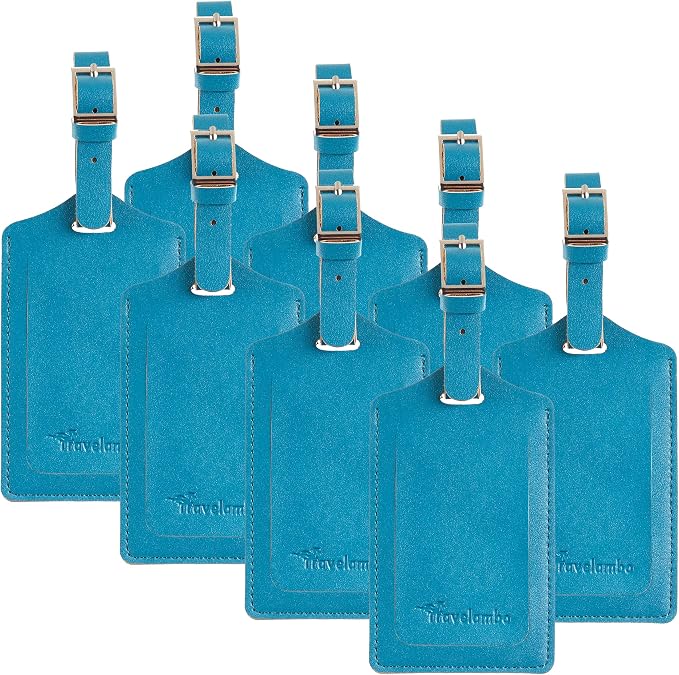 8 Pack Leather Luggage Travel Bag Tags by Travelambo by Travelambo