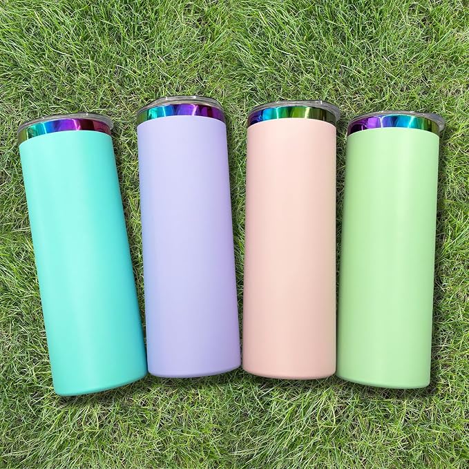 20 oz Skinny Tumblers Stainless Steel Tumbler with Lid and Straw Double Wall Vacuum Insulated Coffee Mug 20oz Powder Coated Cup for Hot and Cold Drinks(Mint Green,8 pack) - Image 9