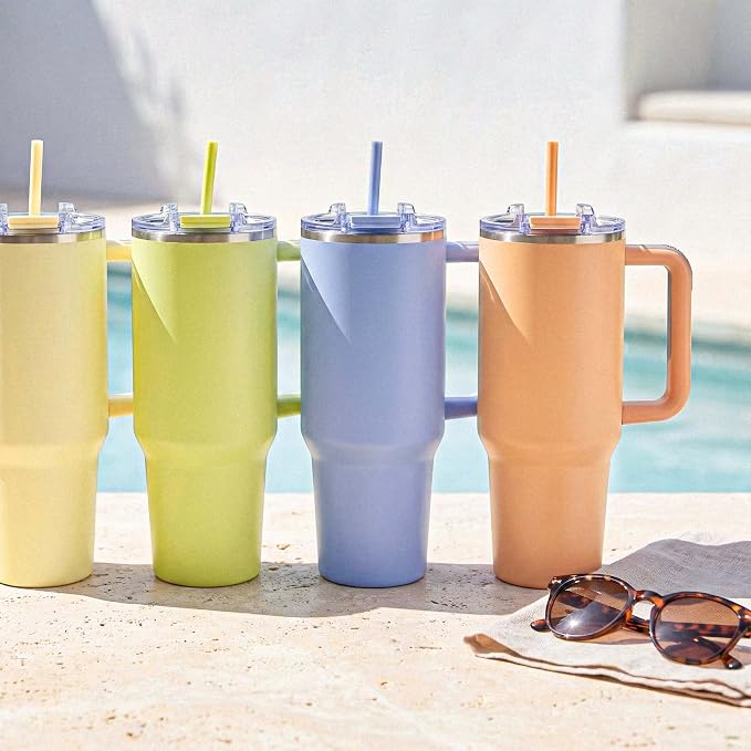 Hogg Big Swig 40 oz Tumbler with Handle and Straw - Peach Fizz, 40oz Insulated Stainless Steel, Water Tumbler with Straw, Water Cup with Handle, Versatile Leak Proof Lid - Image 2