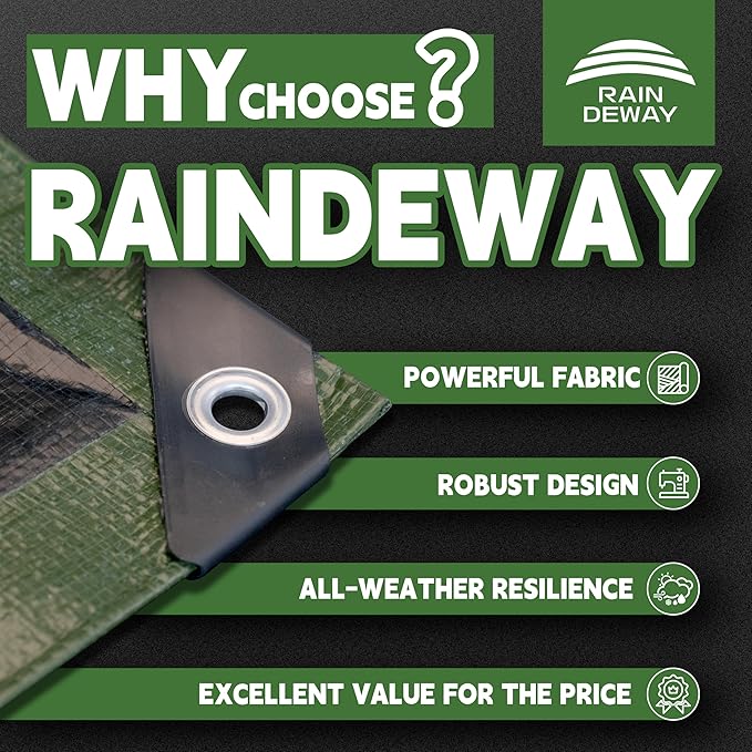 10x12 Feet Tarp Waterproof, 9Mil Thick, Finished Size Tarps, UV Resistant - Image 2