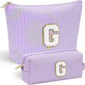 YOOLIFE Personalized Cute Purple Initial Cosmetic Makeup Pouch by YOOLIFE