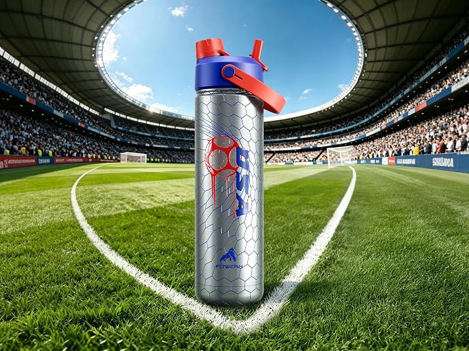 POWCAN 26 oz Insulated Water Bottle with 2-in-1 Straw and Spout Lid, Keep Cold 24H, Leak-Proof, Fits in Car Cup Holder, Stainless Steel Water Bottle for Soccer Lovers, and Sports Fans (NetBreaker USA) - Image 2