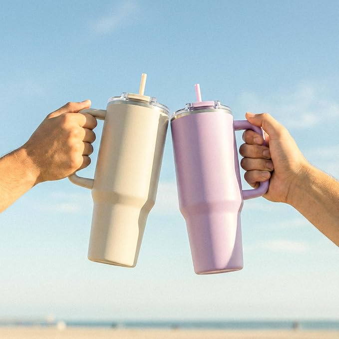Hogg Big Swig 40 oz Tumbler with Handle and Straw - Dune Kiss, 40oz Insulated Stainless Steel, Water Tumbler with Straw, Water Cup with Handle, Versatile Leak Proof Lid - Image 2