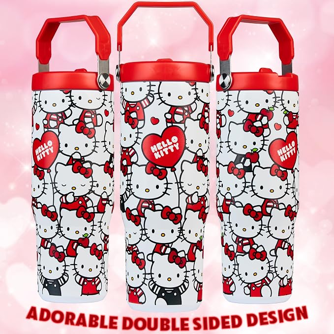 Get Trend Hello Kitty Sanrio Tumbler with Straw 30oz Girls Teens Women Insulated Cup with Lid Travel Mug for School, Sports, Kawaii Gifts for Girls (Aop Hello Kitty) - Image 5
