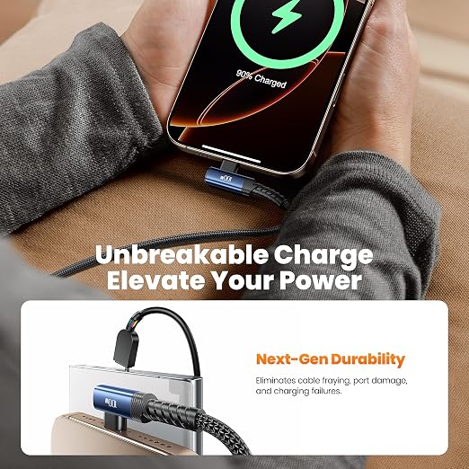 USB C Cable 10ft 100W Right Angle Fast Charging Cord, Nylon Braided USB 2.0 - Image 4