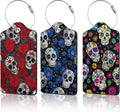 3 Pack PU Sugar Skull and Flowers Leahter Luggage Tag by Unknown