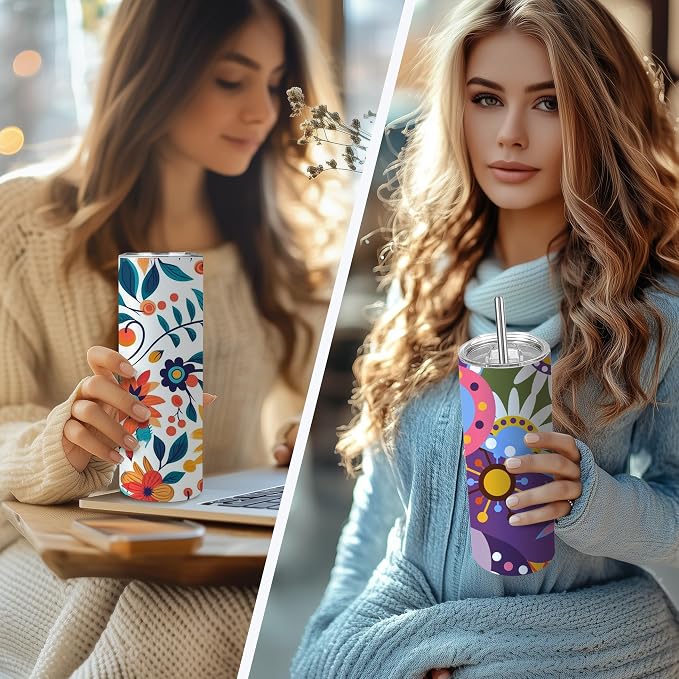 Joyclub Sublimation Tumblers 20 oz 10 Pack Flat Bottom Sublimation Blanks Bulk Stainless Steel Insulated Skinny Straight Cups with Lid and Straw, Gift Box - Image 7