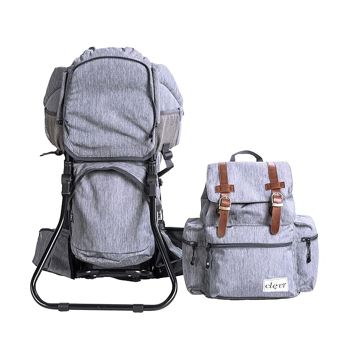 ClevrPlus Urban Explorer Child Carrier Hiking Baby Backpack, Heather Gray - Image 3