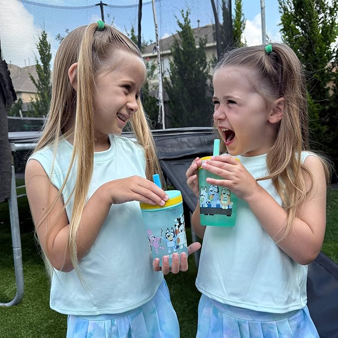 Zak Designs Bluey Kelso Toddler Cups For Travel or At Home, 15oz 2-Pack Durable Plastic Sippy Cups With Leak-Proof Design is Perfect For Kids (Bluey & Friends) - Image 2