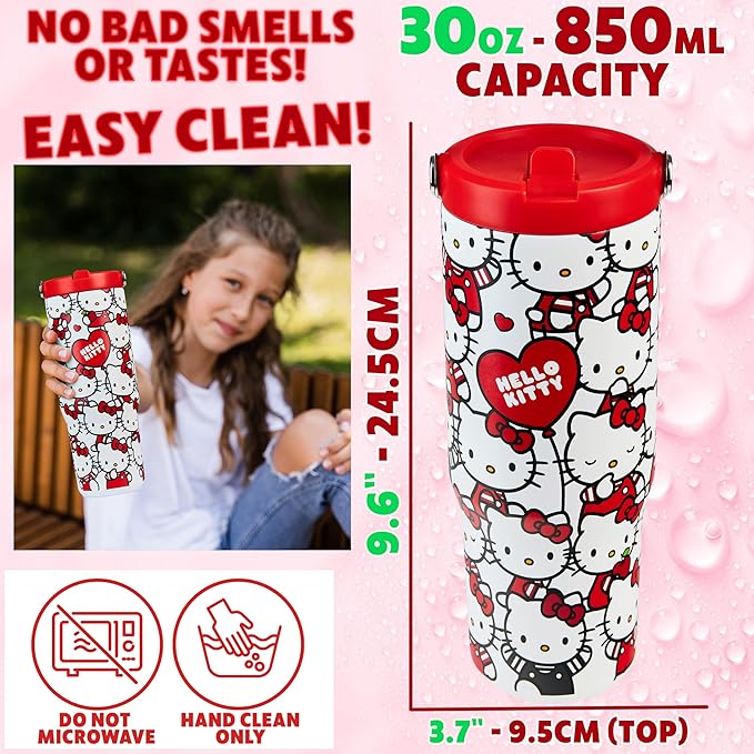 Get Trend Hello Kitty Sanrio Tumbler with Straw 30oz Girls Teens Women Insulated Cup with Lid Travel Mug for School, Sports, Kawaii Gifts for Girls (Aop Hello Kitty) - Image 6