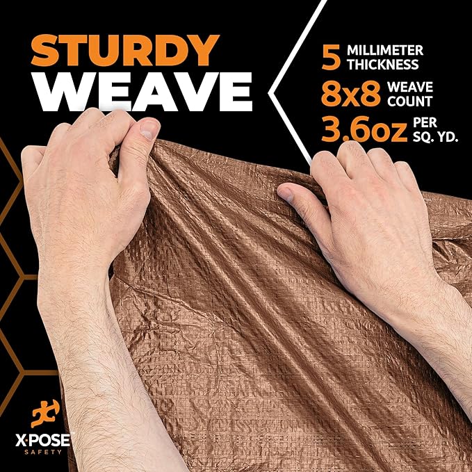 Multipurpose Protective Cover Brown Poly Tarp 12' x 25' - Image 5