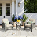 HOOOWOOO Patio Furniture Set, 3 Pieces Outdoor Conversation Set, All Weather by DesignforBetterLife
