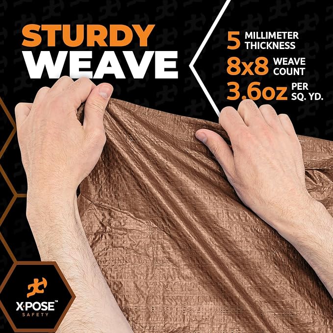 Multipurpose Protective Cover Brown Poly Tarp 10' x 16' - Image 5