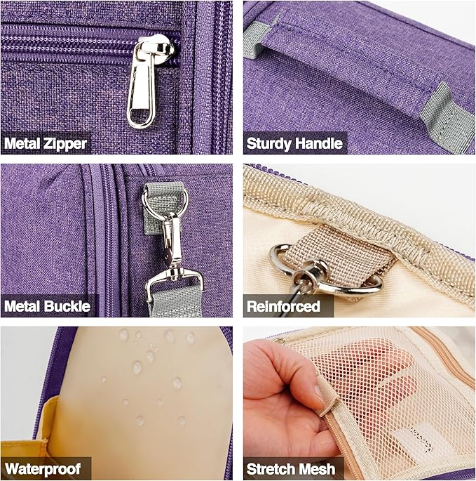 Travel Hanging Toiletry Bag for Women and Men, 6 Organizer Compartments - Image 7