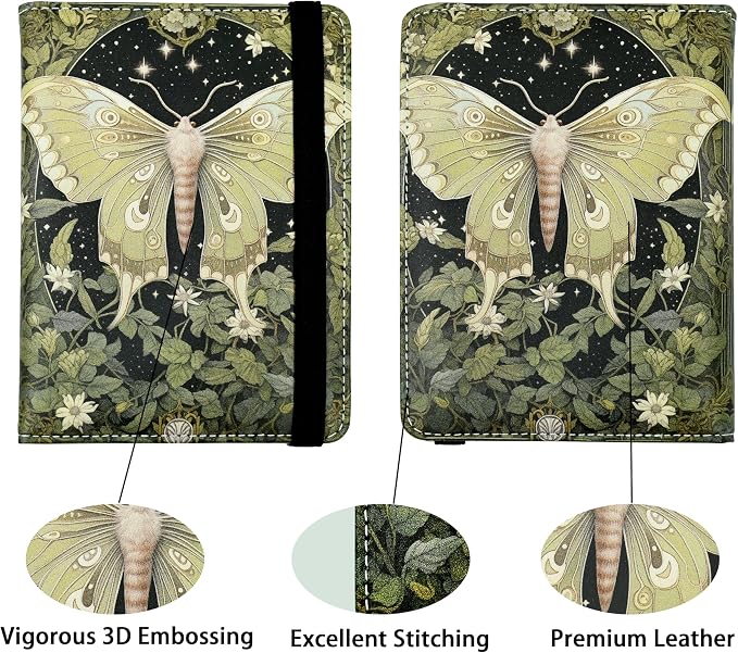 Luna Moth Passport Holder for Women and Men PU Leather Passport Cover for Travel - Image 2