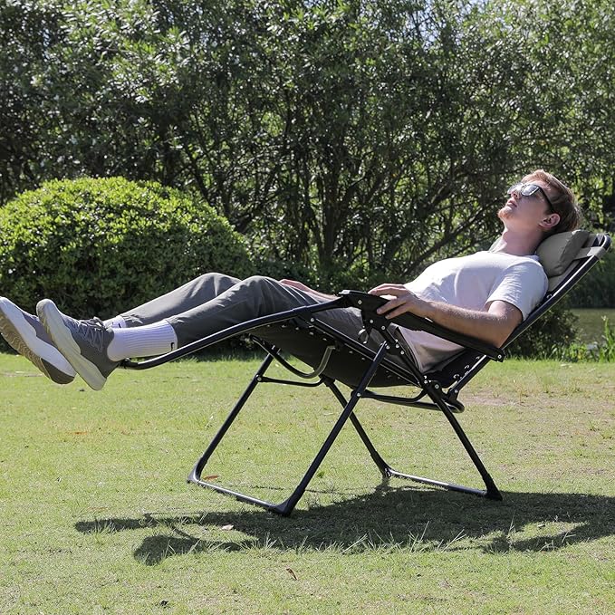 Oversized Padded Zero Gravity Lounge Chair, Foldable Patio Anti Gravity - Image 7