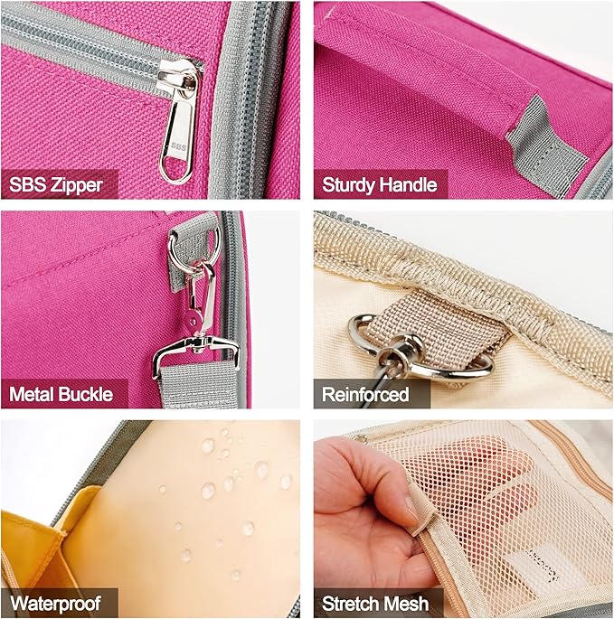 Hanging Travel Toiletry Bag for Women and Men, 6 Organizer Compartments - Image 7