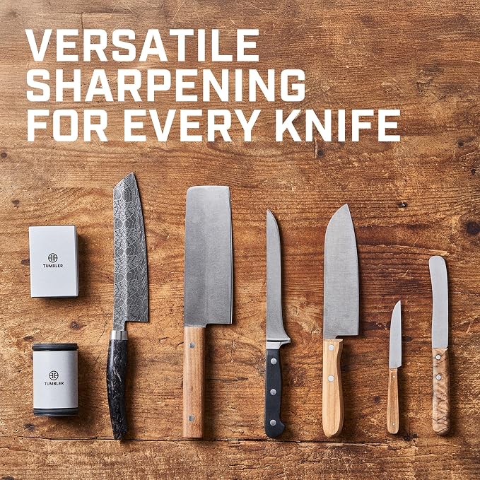 TUMBLER Pro Rolling Knife Sharpener™ - Knife Sharpening Made Easy - Ultimate Gift for Father's Day - Kit with Removable Disc System - 4-Layer Diamond Sharpening Disc & EdgeBoost Ceramic Disc (Grey) - Image 5