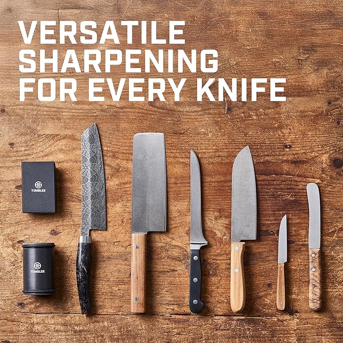TUMBLER Pro Rolling Knife Sharpener™ - Knife Sharpening Made Easy - Ultimate Gift for Father's Day - Kit with Removable Disc System - 4-Layer Diamond Sharpening Disc & EdgeBoost Ceramic Disc (Black) - Image 5