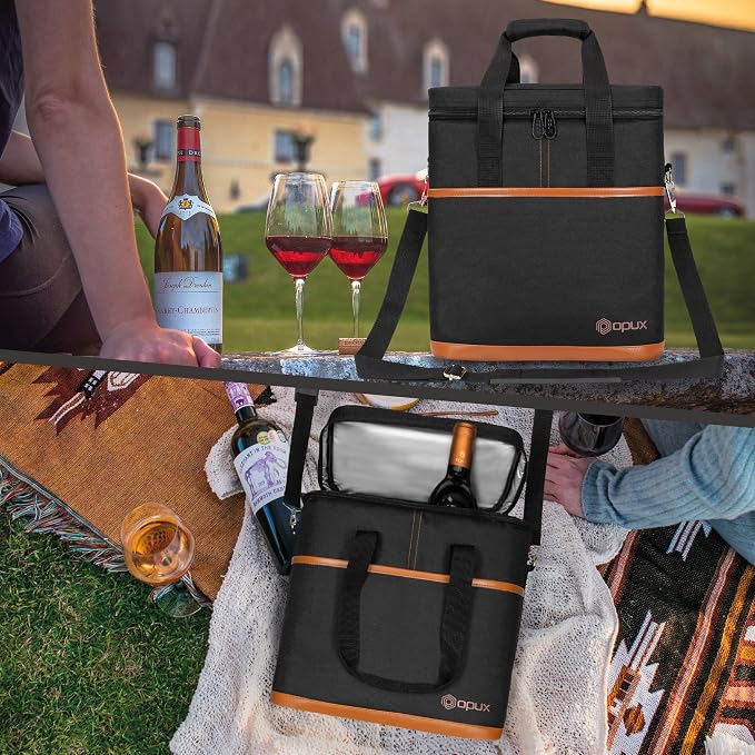 opux 6 Bottle Carrier Tote | Insulated Padded Wine Cooler Bag - Image 7