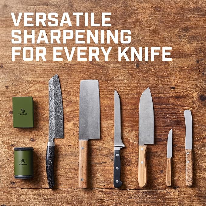 TUMBLER Pro Rolling Knife Sharpener™ - Knife Sharpening Made Easy - Ultimate Gift for Father's Day - Kit with Removable Disc System - 4-Layer Diamond Sharpening Disc & EdgeBoost Ceramic Disc (Green) - Image 5