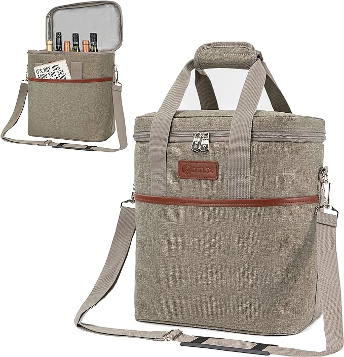 opux 6 Bottle Carrier Tote | Insulated Padded Wine Cooler Bag by OPUX